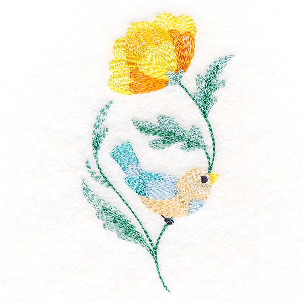 Cute Bird Perched on Petals