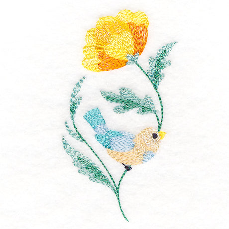 Cute Bird Perched on Petals