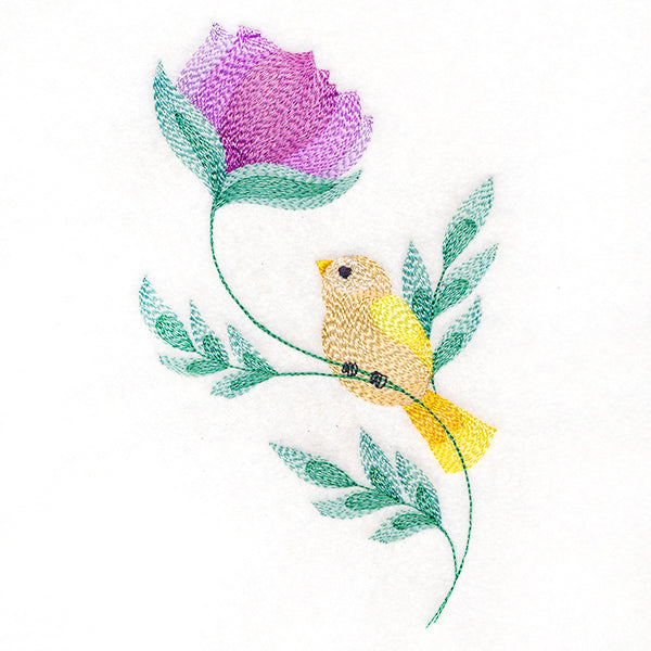 Darling Bird Perched on Petals