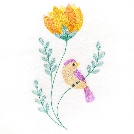 Precious Bird Perched on Petals