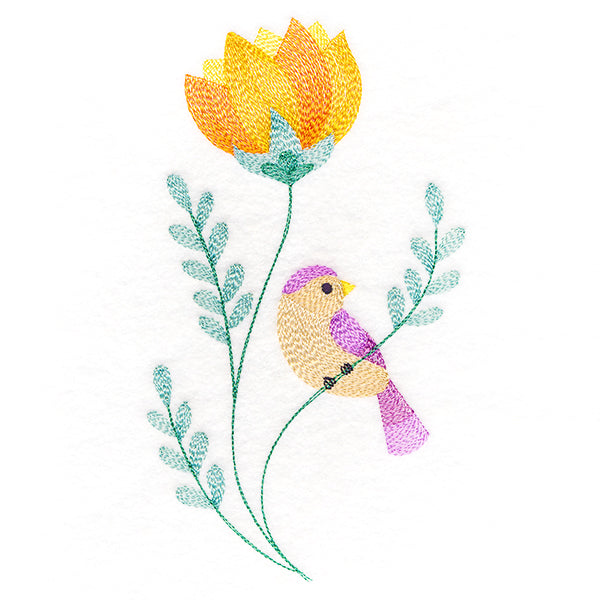 Precious Bird Perched on Petals