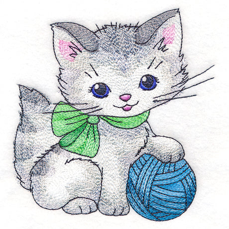 Playful Kitty with Yarn