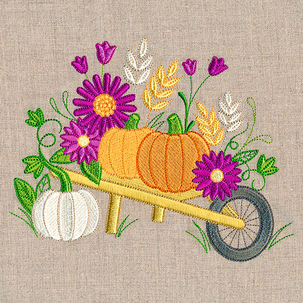 Autumn Blossoms and Wheelbarrow