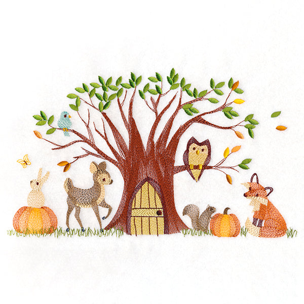 Woodland Harvest Gathering Border