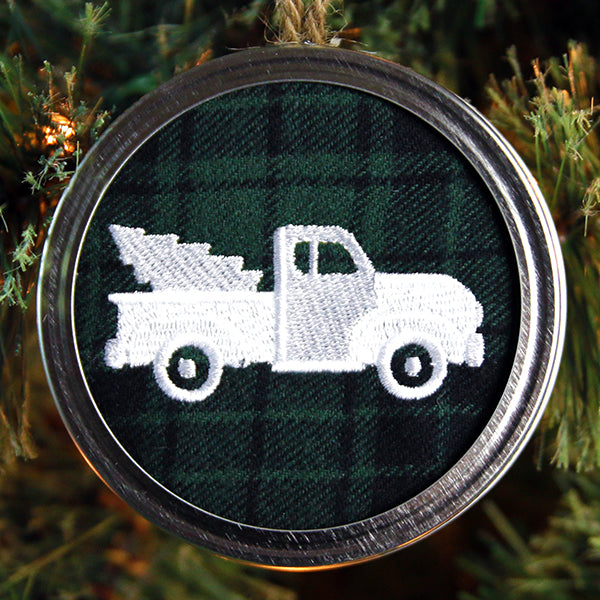 Rustic Christmas Jar Cover - Retro Truck