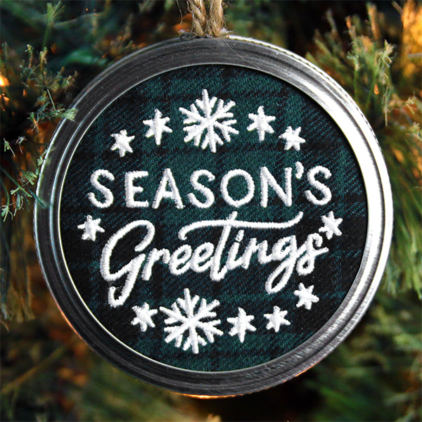 Rustic Christmas Jar Cover - Season's Greetings