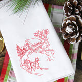 Classic Christmas Scene - Covered Bridge (Redwork)