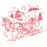 Classic Christmas Scene - Horse and Sleigh (Redwork)