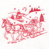 Classic Christmas Scene - Horse and Sleigh (Redwork)