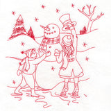 Classic Christmas Scene - Snowman (Redwork)