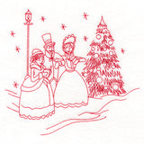 Classic Christmas Scene - Caroling (Redwork)