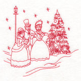 Classic Christmas Scene - Caroling (Redwork)