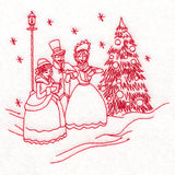 Classic Christmas Scene - Caroling (Redwork)