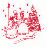 Classic Christmas Scene - Caroling (Redwork)