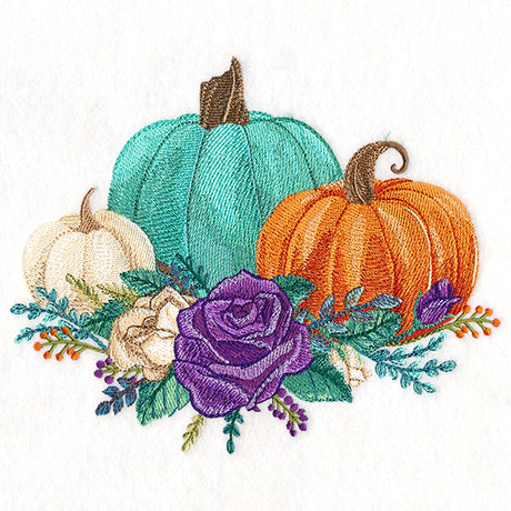 Floral Pumpkin Trio in Watercolor
