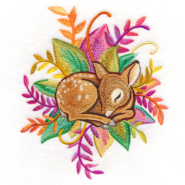 Deer and Leaves in Watercolor