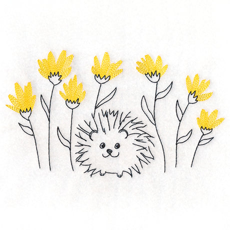 Happy Hedgehog and Wildflowers