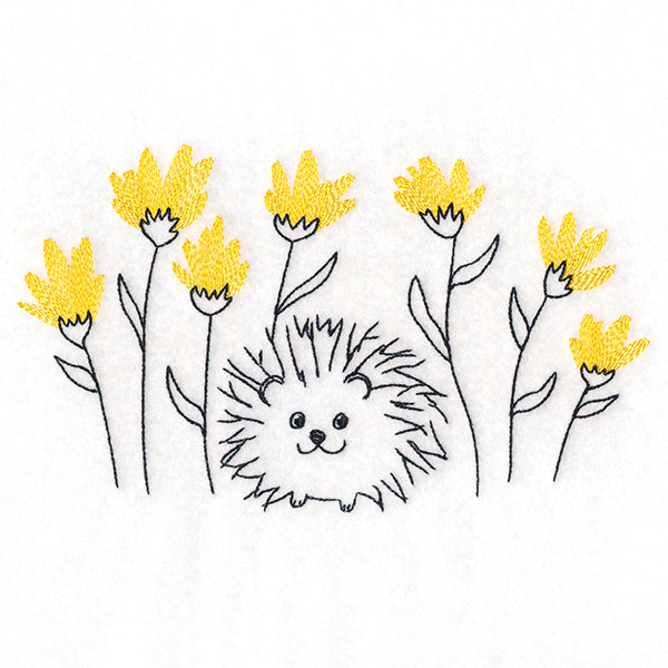 Happy Hedgehog and Wildflowers