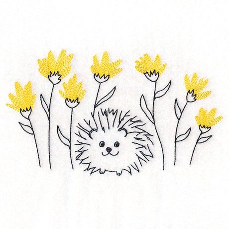 Happy Hedgehog and Wildflowers