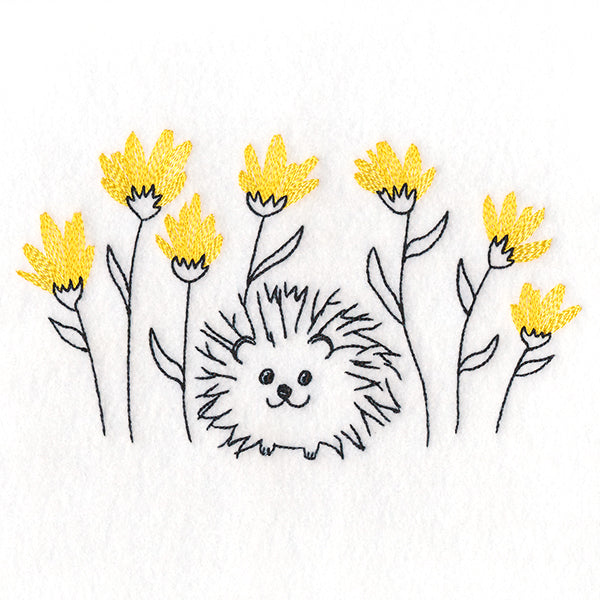 Happy Hedgehog and Wildflowers