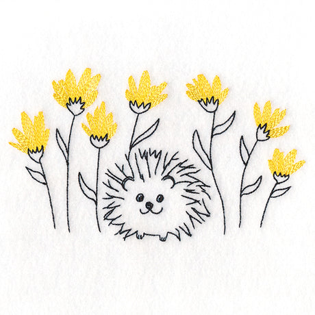 Happy Hedgehog and Wildflowers