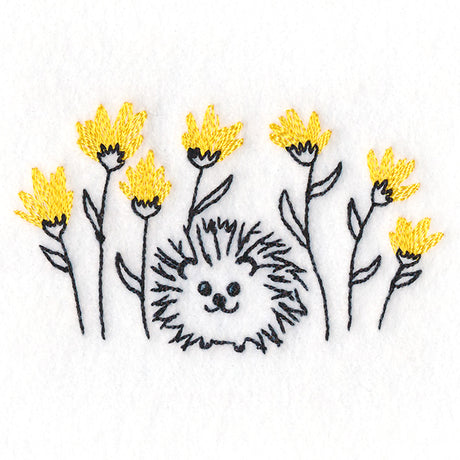 Happy Hedgehog and Wildflowers