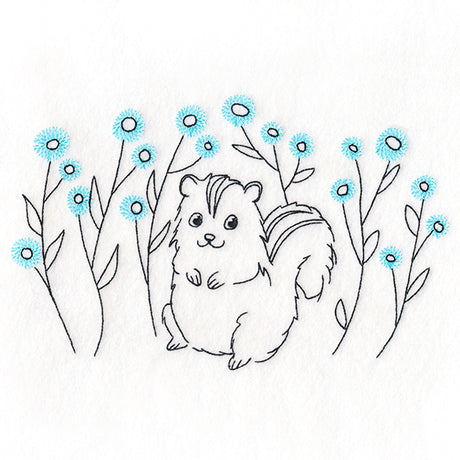 Cheery Chipmunk and Wildflowers