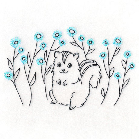 Cheery Chipmunk and Wildflowers