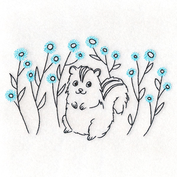 Cheery Chipmunk and Wildflowers