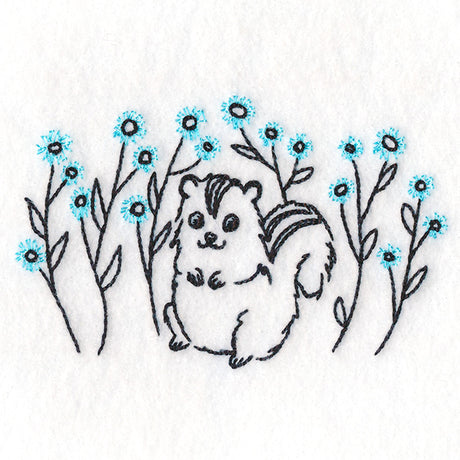 Cheery Chipmunk and Wildflowers