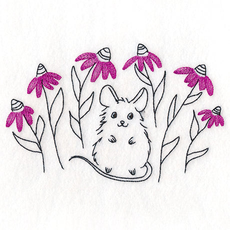 Mischievous Mouse and Wildflowers