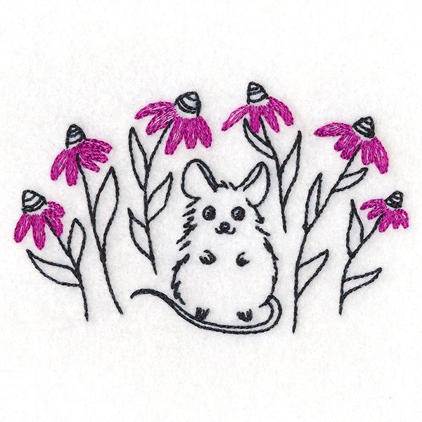 Mischievous Mouse and Wildflowers