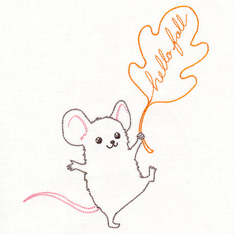 Sweet Mouse with Hello Fall Leaf (Vintage)