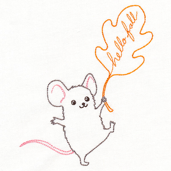 Sweet Mouse with Hello Fall Leaf (Vintage)
