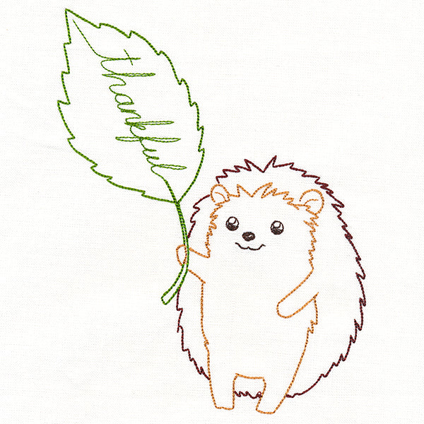 Sweet Hedgehog with Thankful Leaf (Vintage)