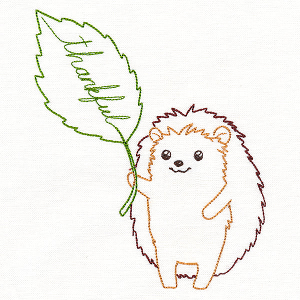 Sweet Hedgehog with Thankful Leaf (Vintage)
