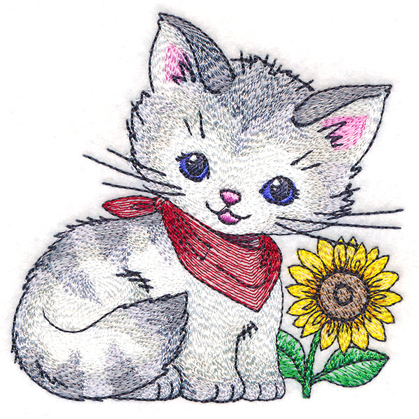 Delightful Kitty with Sunflower