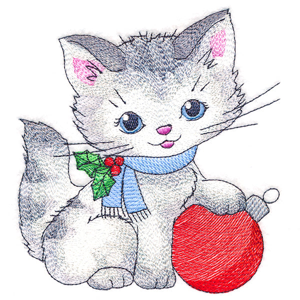 Festive Kitty with Ornament