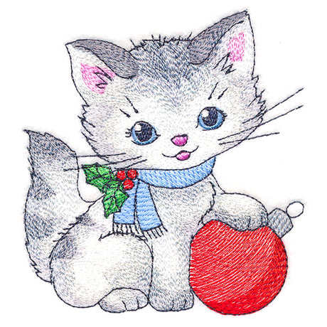Festive Kitty with Ornament