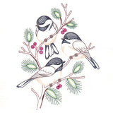 Cheerful Chickadees in Branches (Vintage)