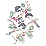 Cheerful Chickadees in Branches (Vintage)