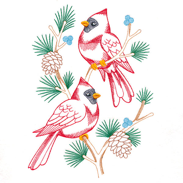 Charming Cardinals in Branches (Vintage)