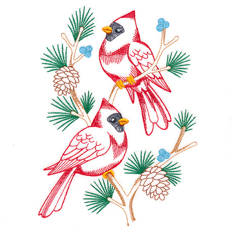 Charming Cardinals in Branches (Vintage)