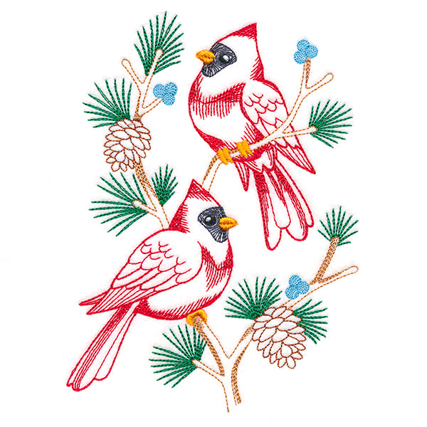 Charming Cardinals in Branches (Vintage)