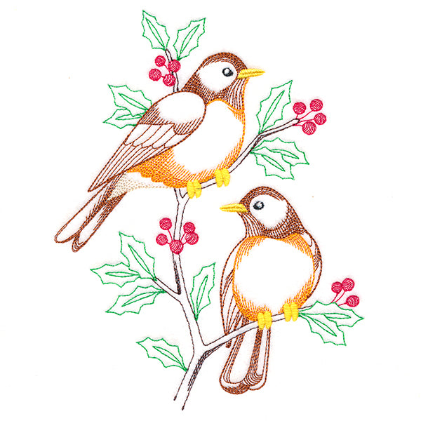 Radiant Robins in Branches (Vintage)