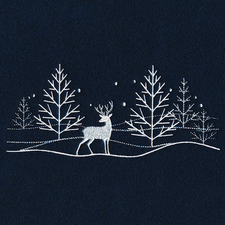Snowy Deer Scene Border