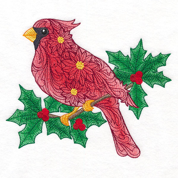 Filigree Cardinal on Holly