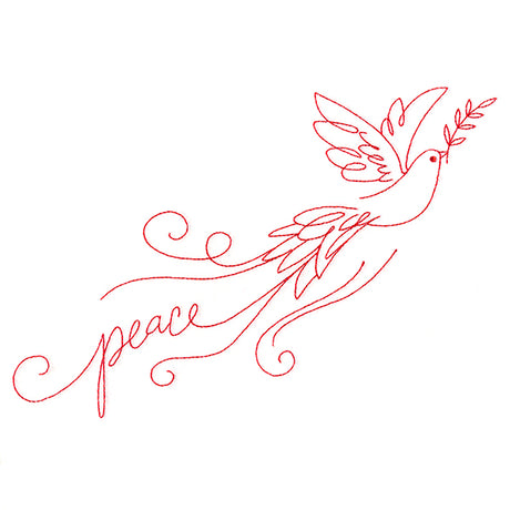 Dove with Peace (Redwork)