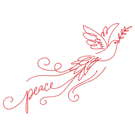 Dove with Peace (Redwork)