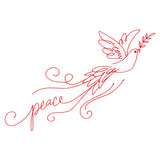 Dove with Peace (Redwork)
